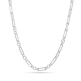 LeCalla Links Italian Sterling Silver Necklace with Paper Clip Chain for Teens, Women and Men, 18, 20, 24, 36 inches, Silver, No Gemstone