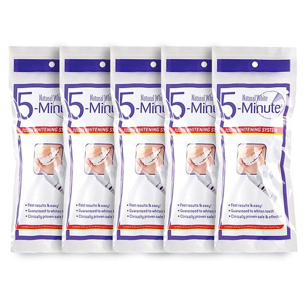 5 Pack Natural White 5-Minute Teeth Whitening Kits (Packaging May Vary)
