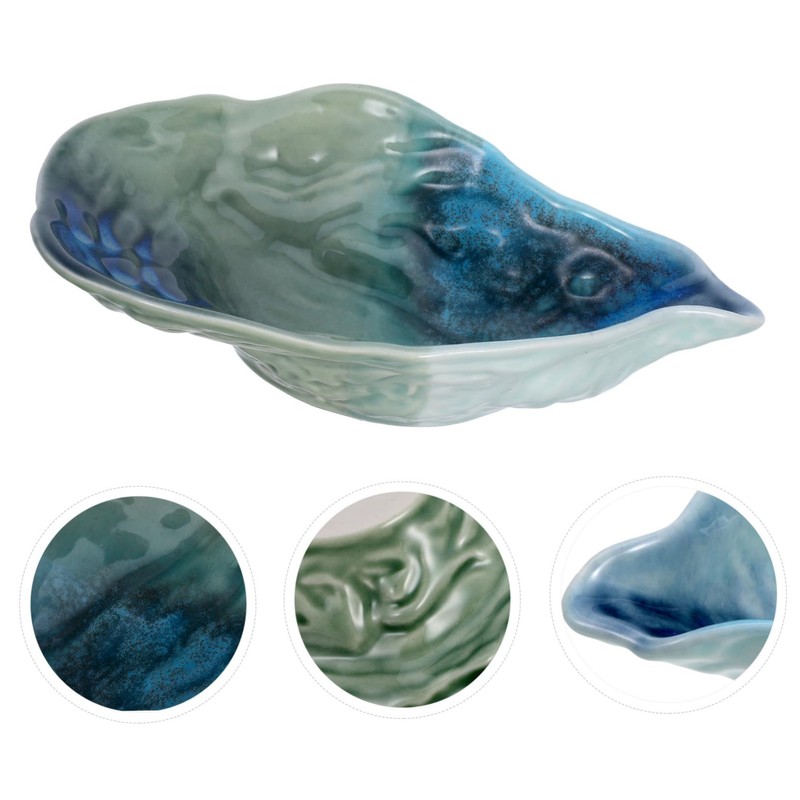 LABRIMP Decorative Salad Serving Dish Ceramic Oyster Shell Plate Fruit