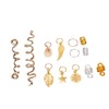 206pcs Dreadlocks Hair Jewelry Rings DIY Alloy Metal Golden Silver