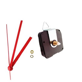 Dhorcas (#05) 1/2" Threaded Motor and Red 5" Hands and Hanger, Quartz Clock Movement Kit for Replacement