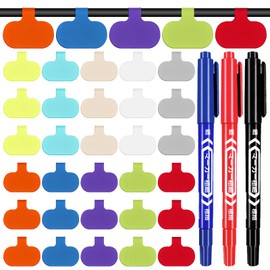 Tanstic 33Pcs Cable Labels, Multi-Color Electronic Cable Tags, Reusable Oval Cable Tags, Write On Wire Tags for Computers Cable Management and Identification