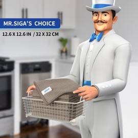 MR.SIGA Paños de Limpieza con patrón de gofre, Toallas de Limpieza de Microfibra absorbentes, Trapos de Limpieza de Cocina de Microfibra ultrasuave, Paquete de 6, Color café Arena, 32 x 32 cm