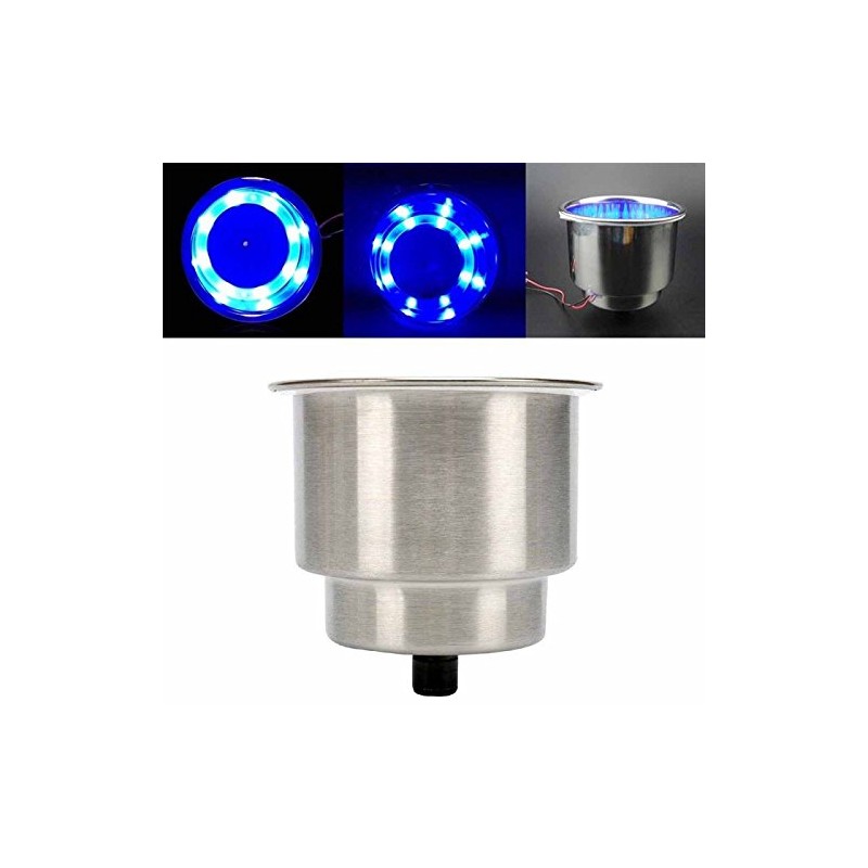 ZONADA 12V LED Stainless Steel Cup Drink Holder 2PCS Blue