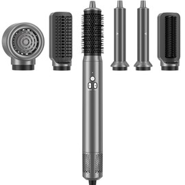 AOMEES Professional Hot Air Styler & Drying System, 6 in 1 Powerful Hair Dryer Brush • Styling Without Heat Damage, with Air Curler, Hair Dryer, Volumizer, Hair Straightener, Smooth Comb