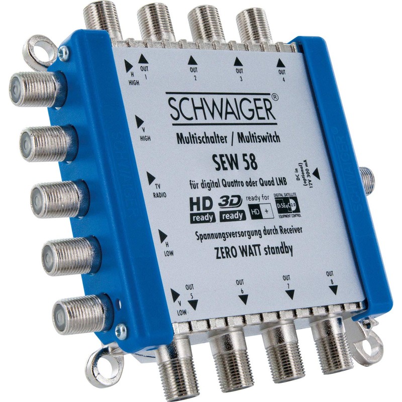 Schwaiger multi-switch (up to 16 subscribers, no mains connection needed;