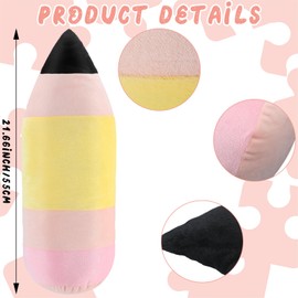 Beeveer 3 Pcs Pencil Throw Pillow Classroom Cute Pencil Pillow Reading Room Decorative Pillow for Bedroom Sofa Dining Room Chair Indoor Outdoor, 21 Inch