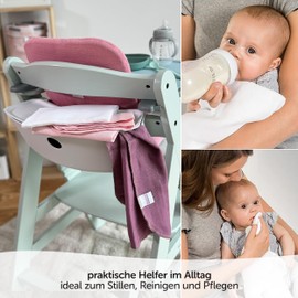 MAKIAN Muslin Nappies Pack of 9, 40 x 40 cm, Oeko-Tex® Standard 100 Tested, 9 Burp Cloths in Premium Quality - 4-Ply Cloth Nappies / Muslin Cloths - Orchid / Powder / White