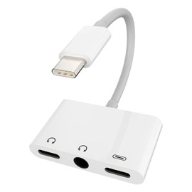 USB-C to 3.5mm Headphone Dongle 3 in 1 DAC Type C AUX Charging Jack Splitter Audio Cord Charger Adapter Accessories for Galaxy S21 FE S20 S22 Ultra Note10 S9 S10 Z Flip Z Fold4 LG Pixel