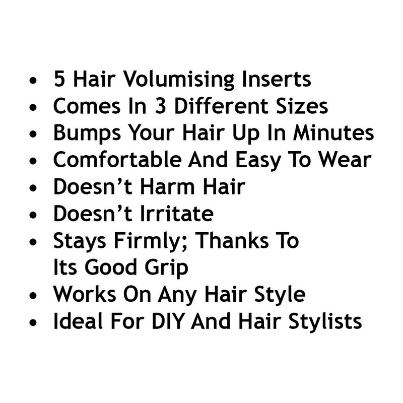 5 Hair Volumising Inserts Lifters Bumpits Black Volume Fringe Styling