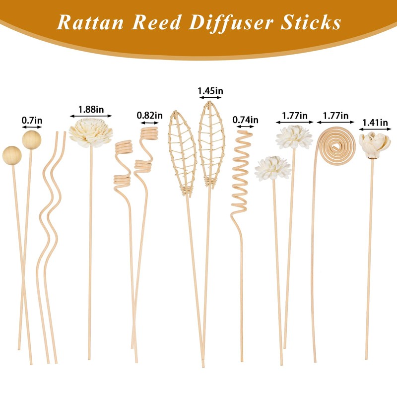 HFKPJRT 23Pcs Rattan Reed Diffuser Sticks Set, 10 Inch Natural