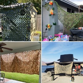 HYOUT Camo Netting Bulk Roll Camouflage Net Ghillie Hunting Blind Camping Sunshade, Military Army Party Decoration, Woodland 5x19.7ft