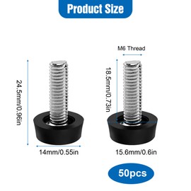 50Pcs M6 Thread Adjustable Furniture Levelers, Antislip Leveling Feet Screw-in Anti-Slip Chair Leg Extender for Table,Bench,Cabinet, Chair, Furniture Legs, Noise Reduction (Black)