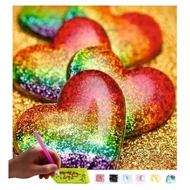 MISHBAY Diamond Painting Heart - 30 x 30 cm Diamond Painting Adults - Diamond Painting Pictures Love - DIY Romantic Surprise for Him and Her