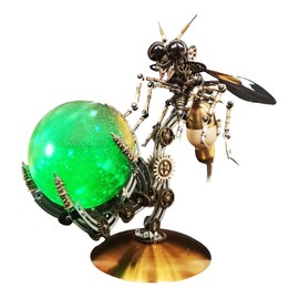 3D Metal Puzzles for Adult, DIY Metal Puzzle Toys, Cyberpunk Mechanical Wasp with Colorful Lights for Men's Birthday (Night Light Version)