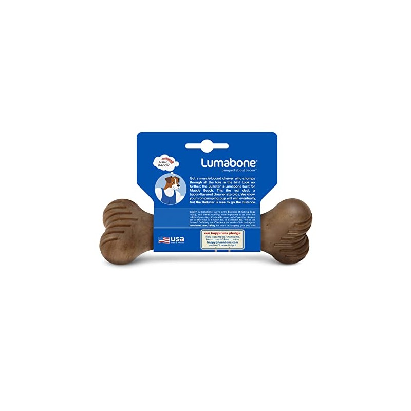 Lumabone Bulkster - Juguete masticable duradero para masticadores agresivos, tocino