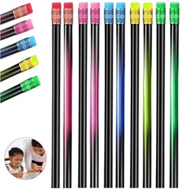 iYLin002511021217 Pack of 20 Colour-Changing Mood Pencils with Eraser Thermochromic Changing Pens Wooden Pens Colourful Therm for Adults and Children