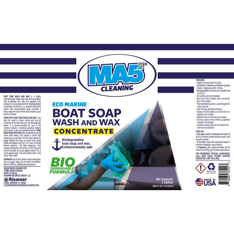 MA5x Eco-Marine Boat Soap Wash and Wax Concentrate | Biodegradable