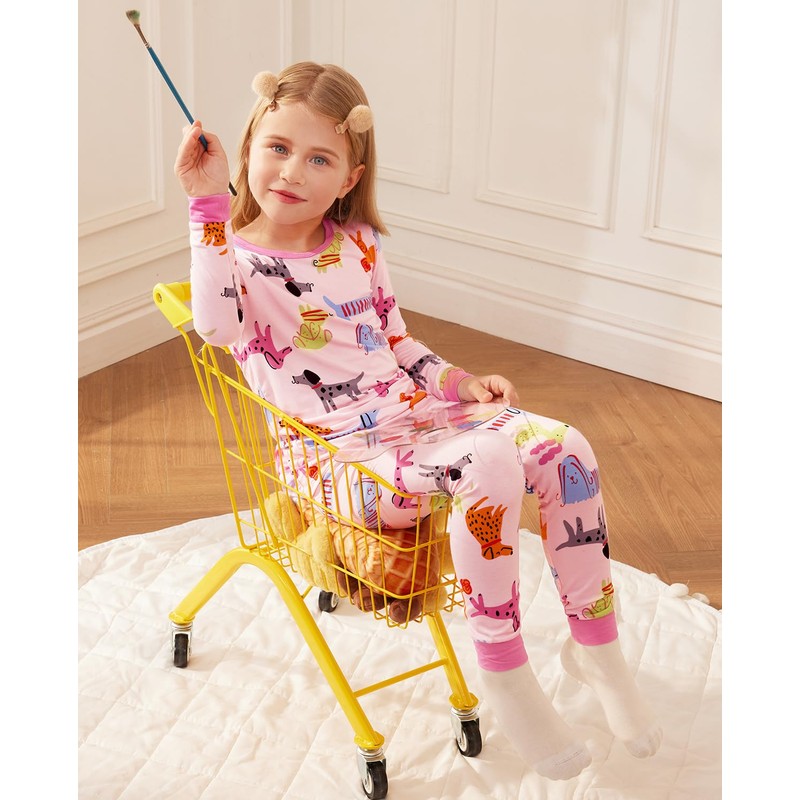 Bamboo Viscose Toddler Girls Kids Pajama Sets 6-7T Snug fit