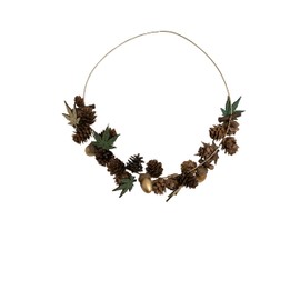 HEITMANN DECO Wreath with pine cones, acorns and wooden leaves, approx. 30 x 29 cm, gold/brown