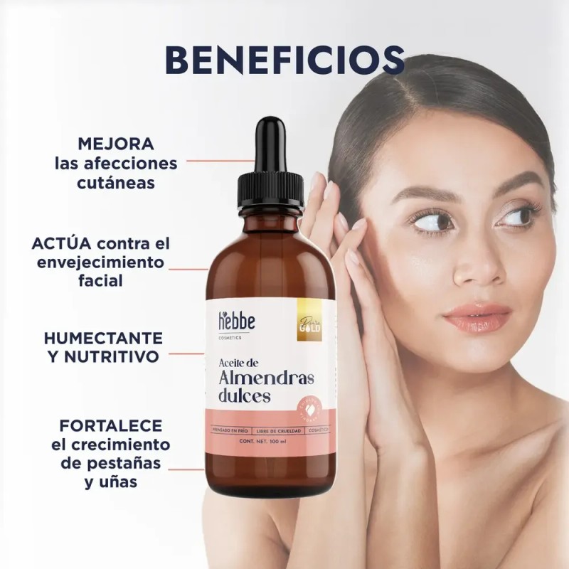 Pack Hebbe Cosmetics Aceite Ricino Almendras Coco Orgánico Puro 300ml