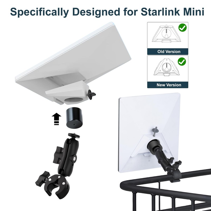 Starlink Mini Mount Kit, Universally Adjustable Angle Clamp Mount for