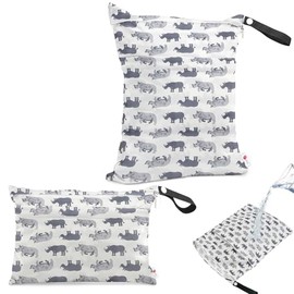FLYSKY 2 Bolsa para Ropa Mojada, Bolsa Impermeable Natacion, Bolsas Húmedas Secas para Pañales de Tela de Bebé, Bolsa Organizador,Reutilizables y Lavables,para Piscina de Playa,Viajes, Ropa Sucia,M+S