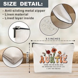Auntie Thank You Gift, Cosmetic Bag For Aunt, Floral Make Up Bag For Grandmother, Birthday Gift For Auntie Woman Female,Inspirational Gift,Thank You Gifts, Appreciation Gifts, Women Accessories - B05