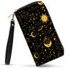 Womens Wallet, Witchy RFID Blocking Wristlet Wallets for Women, Gothics Ladies Purse with Zip Around Credit Card Holder 10 Card Slots & ID Window, Sun MoonTravel Large Capacity Women's Clutch Wallet