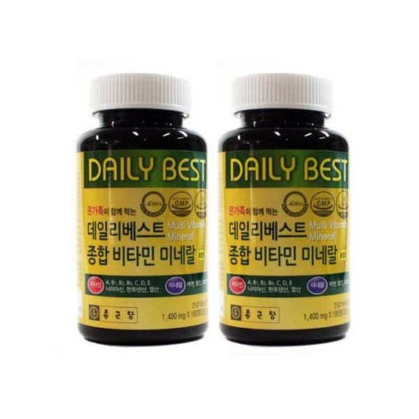 종근당 데일리베스트 종합비타민 미네랄 1400mg 180정 2개