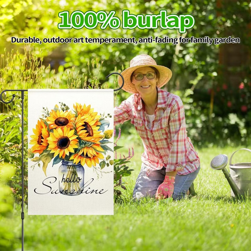 Durable Garden Flags, 100% Burlap, Waterproof and Fade-Resistant, Double-Sided Design,