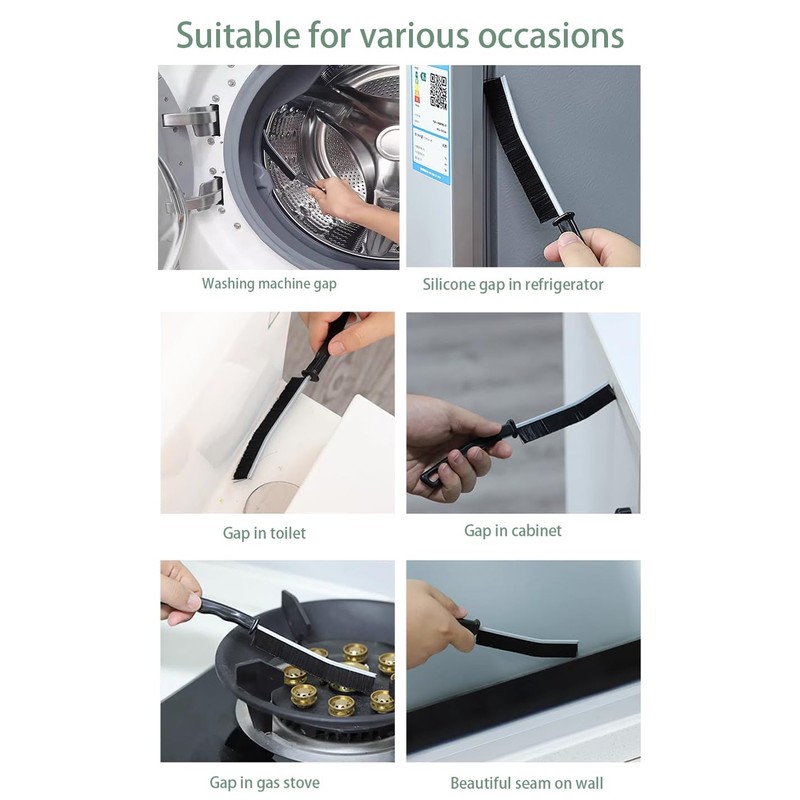 4-Piece Black Multi-Function Crevice Cleaning Brush Household Hard Bristle Narrow