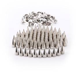100pcs Screw Back Bullet Stud Spike Belt Bag Leather Craft Clothes Rivet, Silver