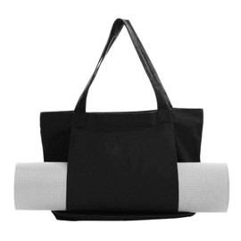 Yoga Mat Bag with Pockets, Gym Tote Bag for Women, Yoga Mat Bag Carrier, Multi-Functional Canvas Yoga Shoulder Bag with Yoga Mat Carrier, for Gym Work Travel Beach Office Workout (Black)