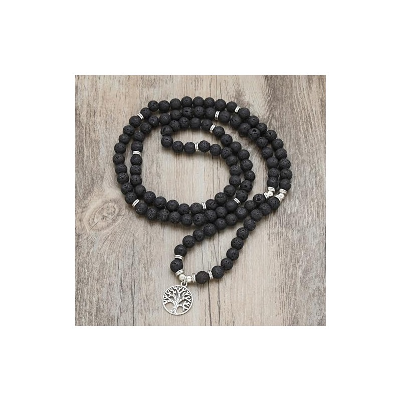 8mm Mala Beads 108 Meditation Bracelet Necklace with Tree of