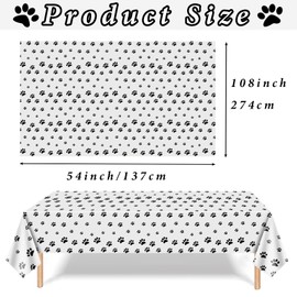 137 x 274 cm Dog Paw Print Tablecloth Jungle Animal Print Plastic Tablecloth for Animal Safari Theme Party Decorations, Rectangular Tablecloth for Jungle Safari Birthday Party Accessories