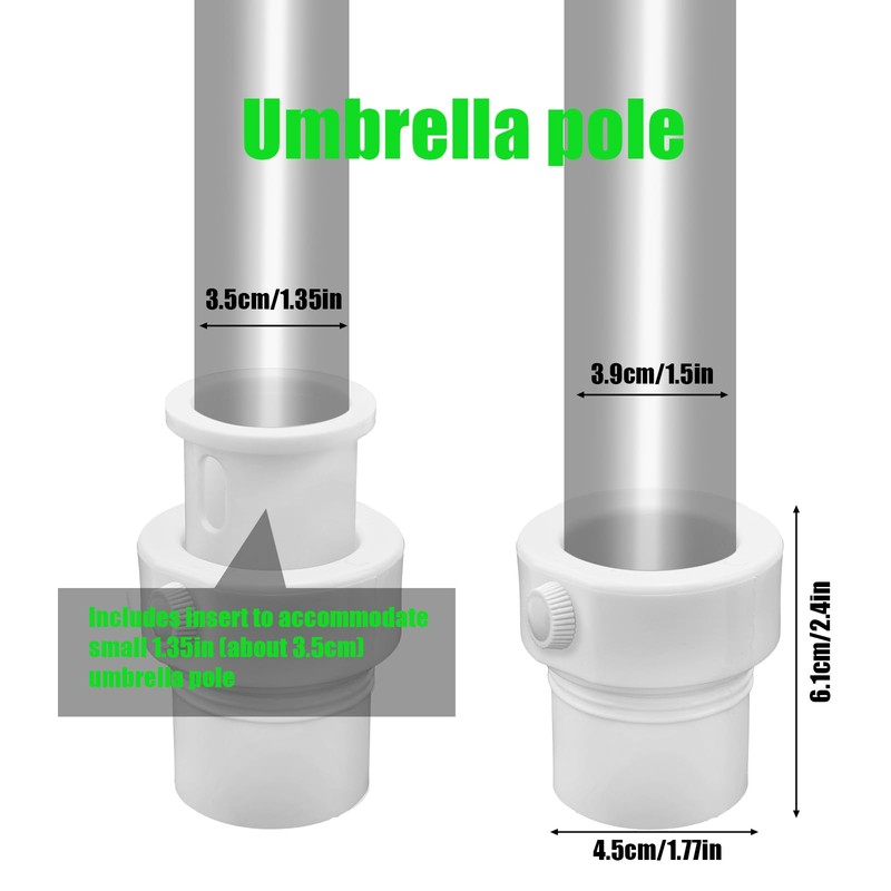 BOXOB Umbrella Pole Stabilizer Sleeve Adapter, Plastic Baja Deck Pool