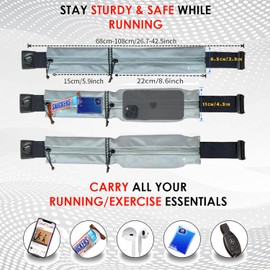 EGOO - Water Resistant Running Belt with Adjustable Elastic Strap, Lightweight Large Capacity Sports Waistpack with Dual Pockets for Running, Workout, Walking, Biking, Travel & Outdoor Activities