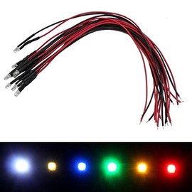 Lumonic 5 x Super Bright LEDs with Resistor for 12 V Applications, High Power LEDs with Connection Cable for DIY Soldering, Blue, Diameter