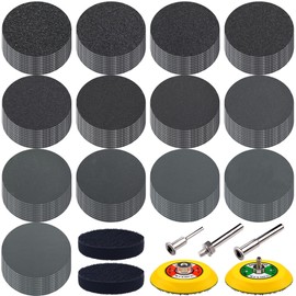 SIQUK Pack of 130 Sanding Discs Velcro 75 mm Wet Dry Sandpaper Sanding Pads Grit 80-10000 Sanding Sheets Sandpaper Round for Car Polishing Wood Metal