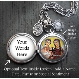 Saints Felicity and Perpetua Locket Necklace, Patron Saint Confirmation Gift, Italian Charms, Catholic Jewelry