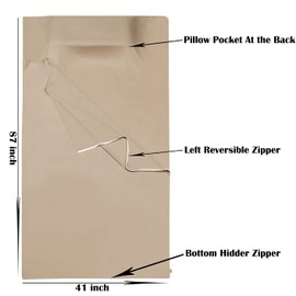 Cozysilk Tencel Lyocell Sleeping Bag Liner with Zipper - 100% Austrian Lenzing AG Tencel - Soft Silky Smooth Sleep Sack Adult - Travel Sheet for Hotel (Light Coffee, Single - 33.5 x 87 inch)