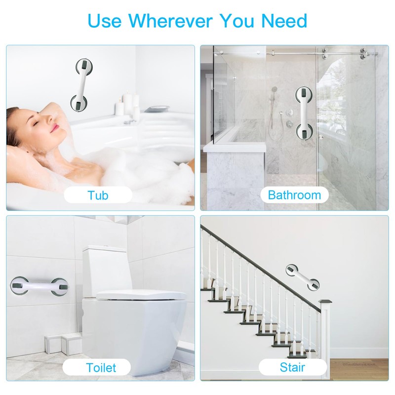 Happybase Suction Grab Bars 12 Inch Bathroom Handrail for Disabled