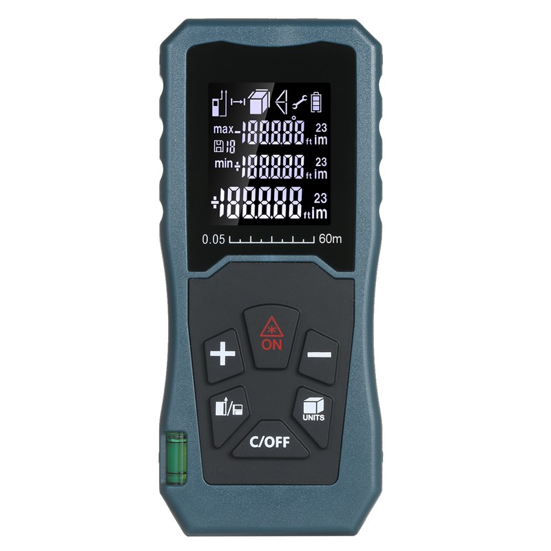 Laser Distance Meter Handheld 1.6-inch LCD Diastimeter Bubble Level Pythagorean