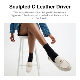 Coach Women's Sculpted C Leather Driver Loafer, Chalk, 7.5