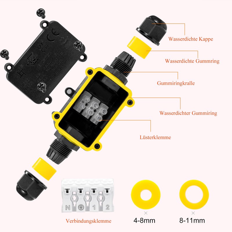 Junction Boxes Waterproof IP68 2-Way Junction Box for Outdoor Earth