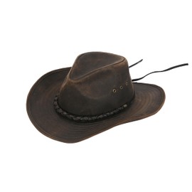 KANUT SPORTS Bruneau Brown Classic Western Cowboy Hat - Outback Heritage Style, Wide Brim, Sun Protection, Distressed Wash, Unisex (Brown, Medium)