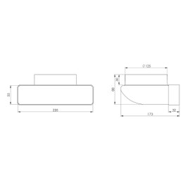 Steinberg14 White 125 mm - 220x55mm Rectangular to Round 90 Degree Bend - Plastic Elbow Adapter