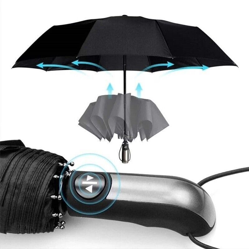 AIMALL Automatic Umbrella, 10-Rib Windproof Folding Compact Umbrella with Auto