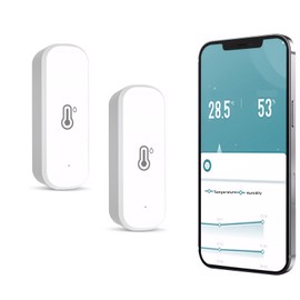 2 Pack Smart WiFi Humidity Sensors Indoor Temperature Monitor with Notification Alert Compatible for Alexa Google Home Nursery Basement